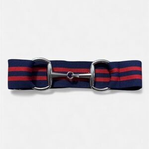 NWT Luxequine Equestrian Navy & Red Belt w/Silver Snaffle Bit Belt 1 1/2” Wide
